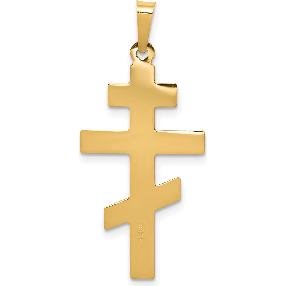 14K Yellow Gold Polished Eastern Orthodox Cross Charm - 34mm Length by Oro Pregiato
