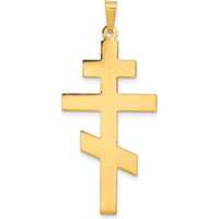 14K Yellow Gold Polished Eastern Orthodox Cross Pendant - 38mm Length by Oro Pregiato