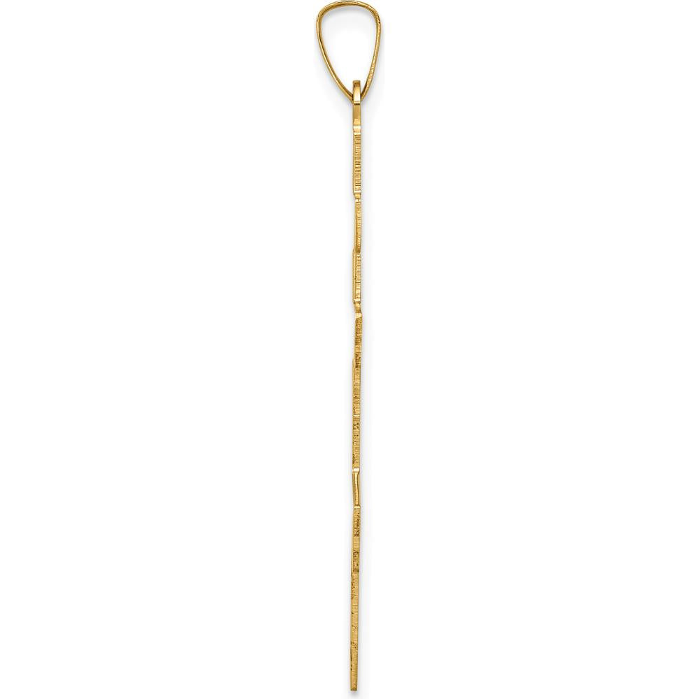 14K Yellow Gold Polished Eastern Orthodox Cross Pendant - 38mm Length by Oro Pregiato