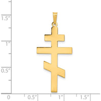 14K Yellow Gold Polished Eastern Orthodox Cross Pendant - 38mm Length by Oro Pregiato