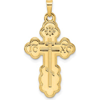 14K Yellow Gold Polished Eastern Orthodox Cross Pendant - Solid Gold Design by Oro Pregiato