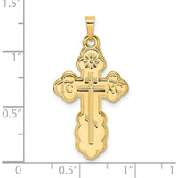 14K Yellow Gold Polished Eastern Orthodox Cross Pendant - Solid Gold Design by Oro Pregiato