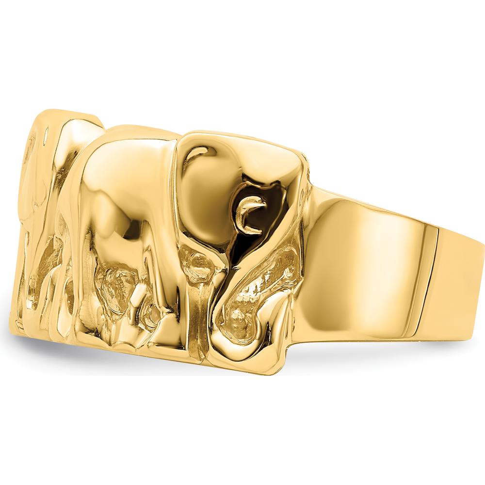 14K Yellow Gold Polished Elephant Ring - Bold Animal-Themed Jewelry Statement Piece by 0