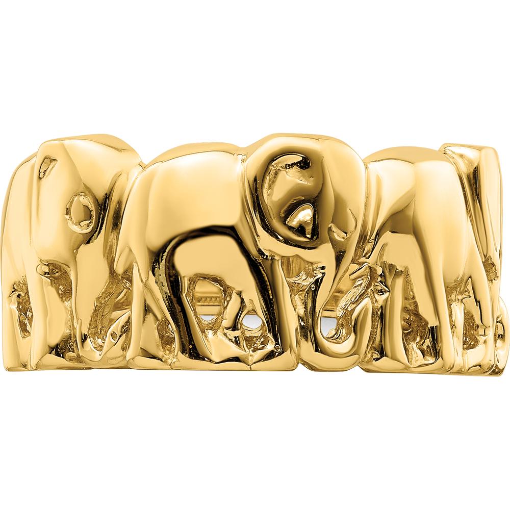 14K Yellow Gold Polished Elephant Ring - Bold Animal-Themed Jewelry Statement Piece by 0