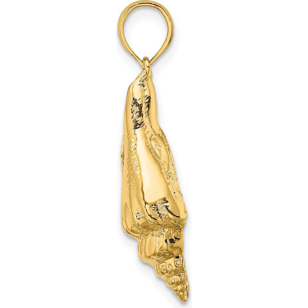 14K Yellow Gold Polished Elongated Shell Charm Pendant - Textured Design by Oro Pregiato