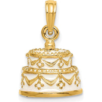 14K Yellow Gold Polished Enamel 3D Wedding Cake Pendant - 20mm by Oro Pregiato