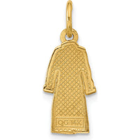 14K Yellow Gold Polished Enamel Bathrobe Charm - Relaxation Inspired Pendant by Oro Pregiato