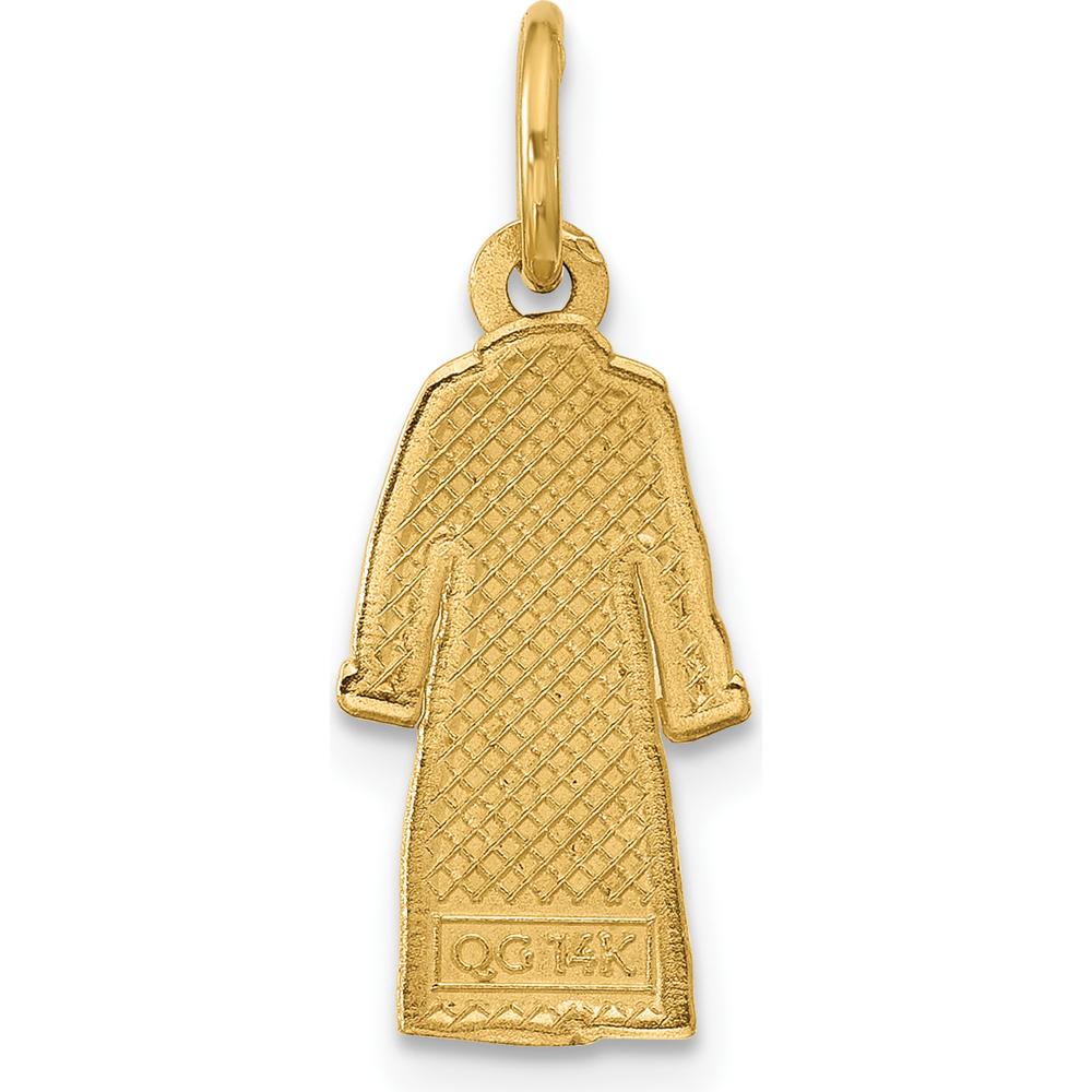 14K Yellow Gold Polished Enamel Bathrobe Charm - Relaxation Inspired Pendant by Oro Pregiato