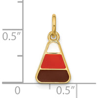 14K Yellow Gold Polished Enamel Candy Corn Pendant with Brown, Orange, and White Accents by Oro Pregiato