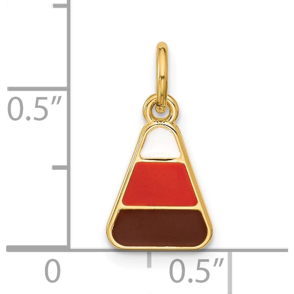 14K Yellow Gold Polished Enamel Candy Corn Pendant with Brown, Orange, and White Accents by Oro Pregiato
