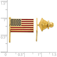 14K Yellow Gold Polished Enameled American Flag Tie Tac by 0