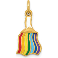 14K Yellow Gold Polished Enameled Rainbow Brush Pendant by Oro Pregiato