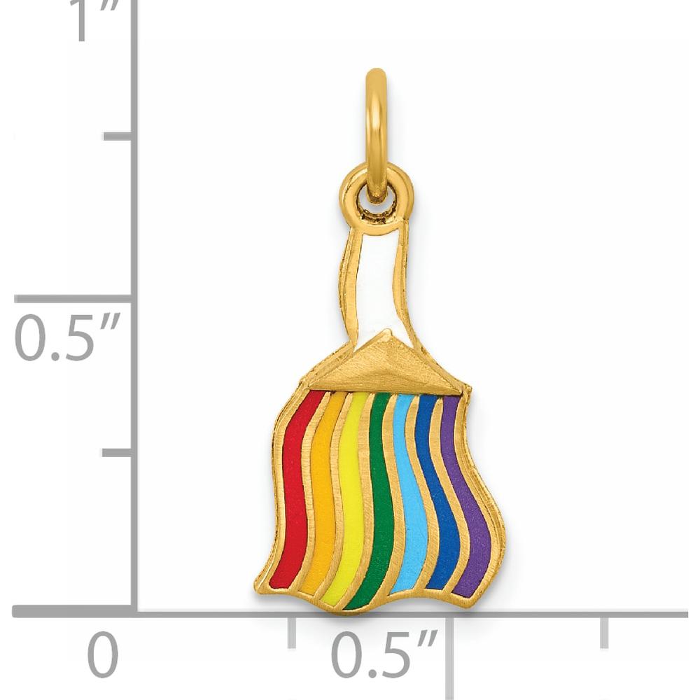 14K Yellow Gold Polished Enameled Rainbow Brush Pendant by Oro Pregiato