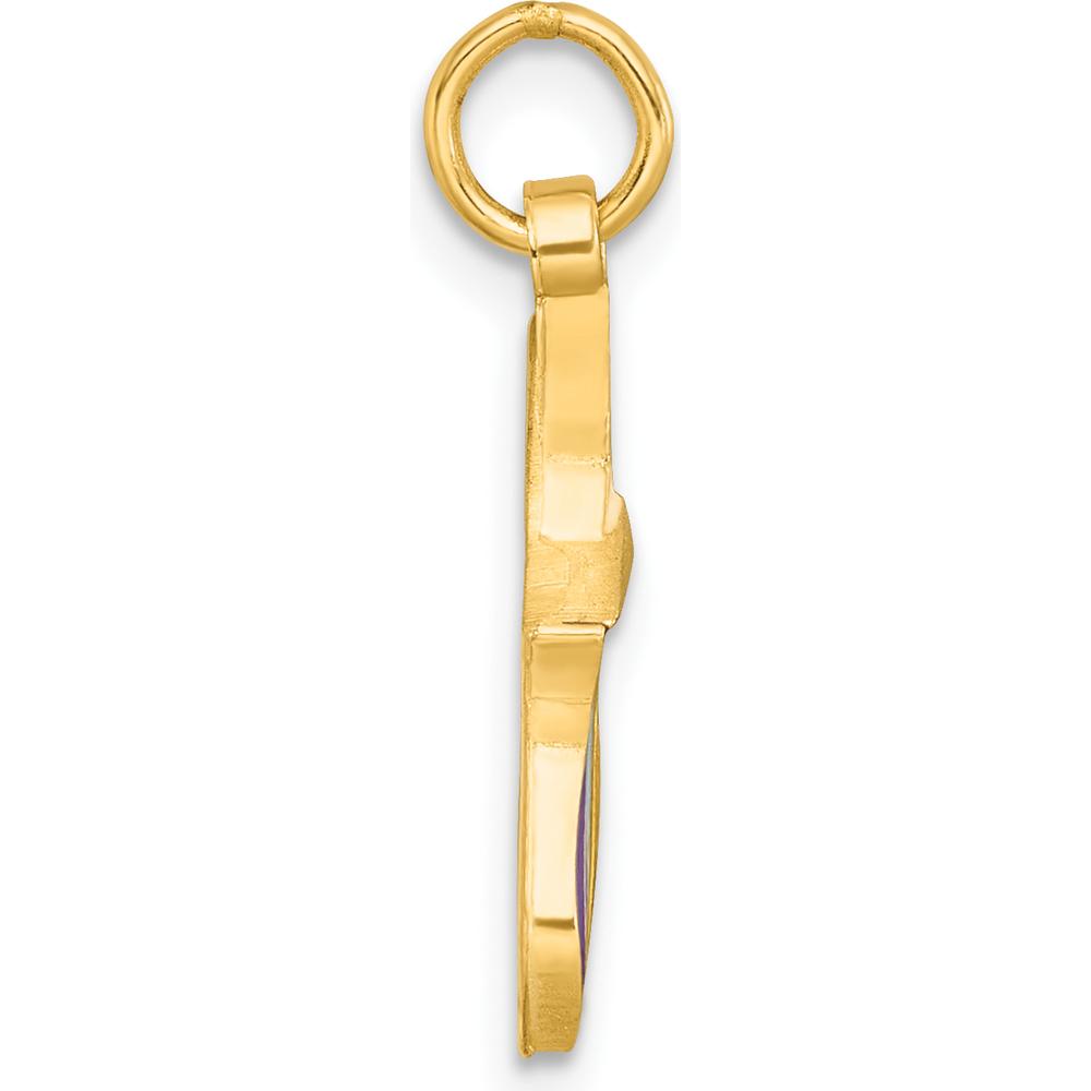 14K Yellow Gold Polished Enameled Rainbow Brush Pendant by Oro Pregiato