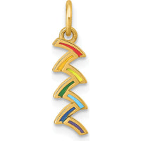 14K Yellow Gold Polished Enameled Rainbow Falls Pendant with Vibrant Multicolor Enamel Accents by Oro Pregiato
