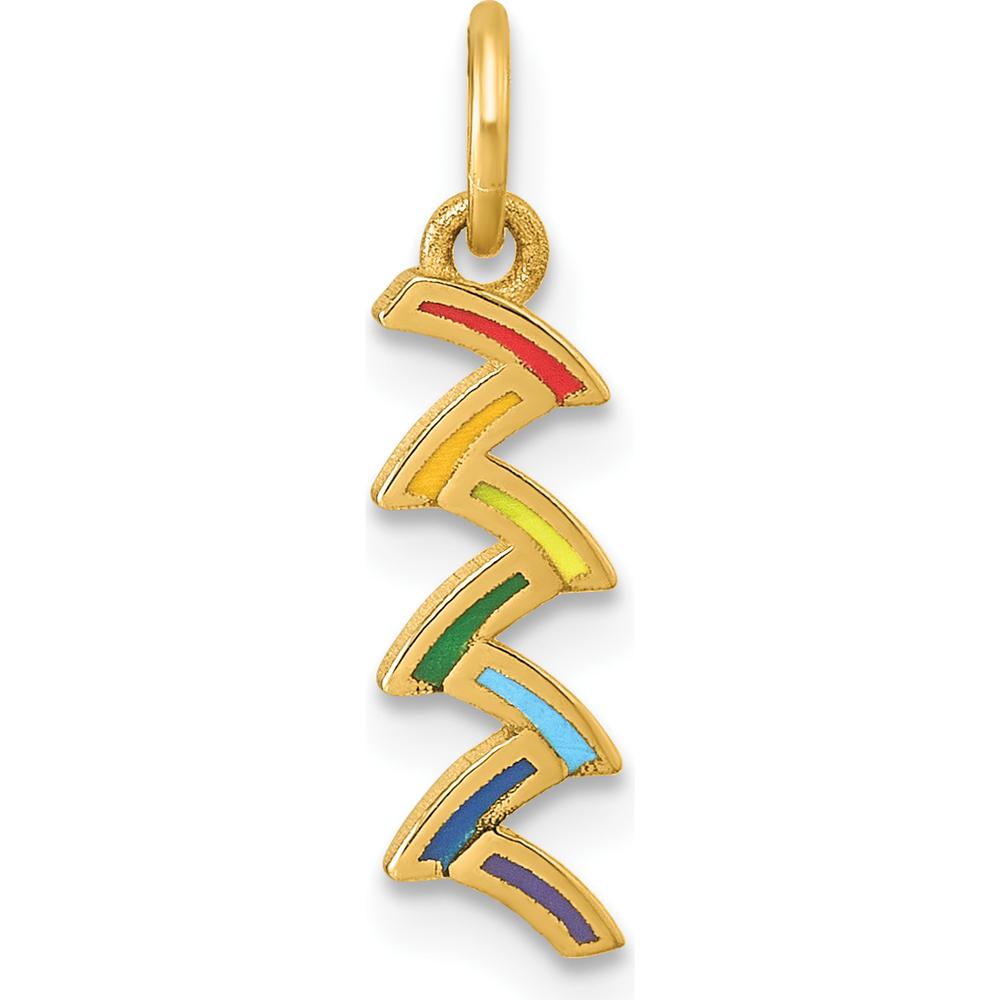 14K Yellow Gold Polished Enameled Rainbow Falls Pendant with Vibrant Multicolor Enamel Accents by Oro Pregiato