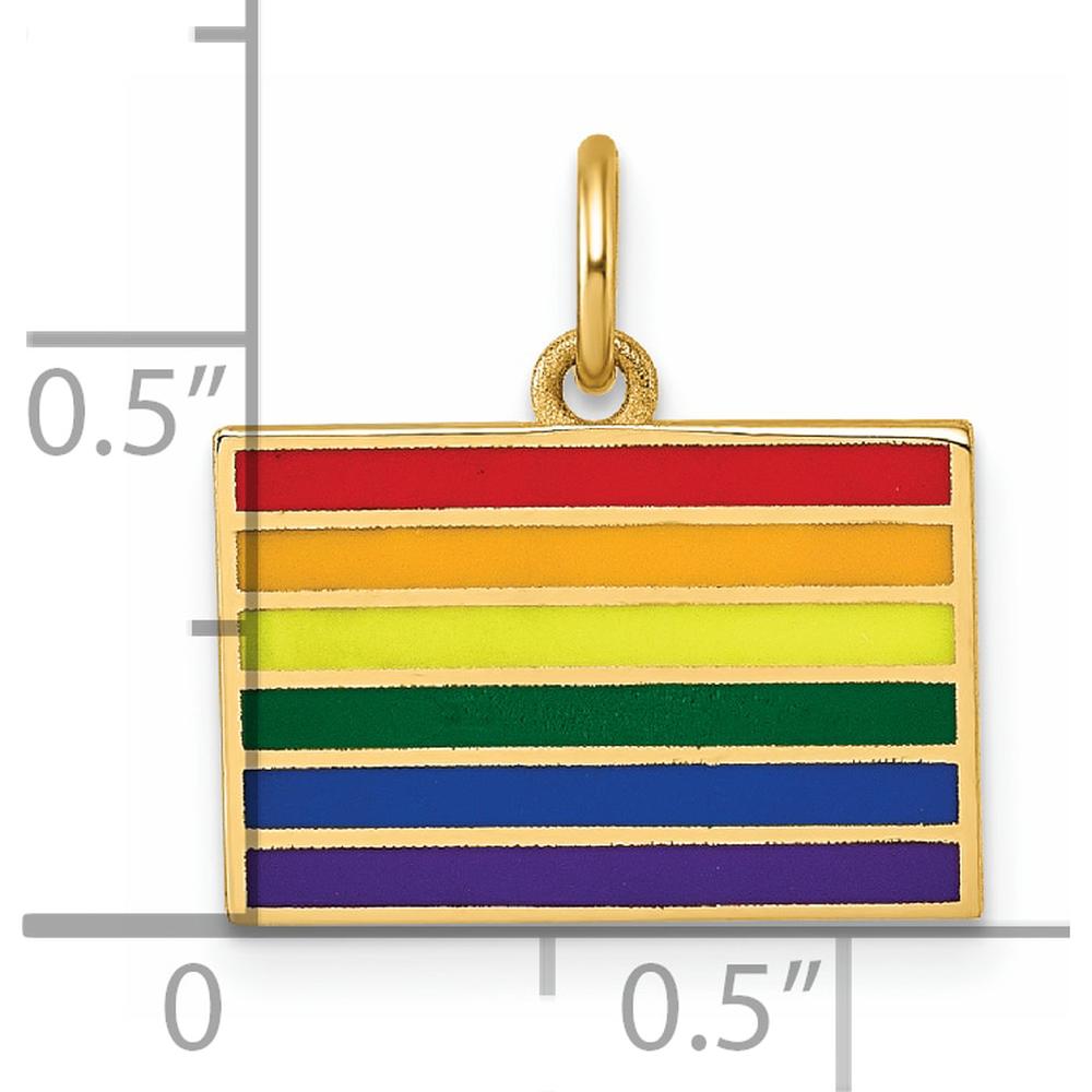 14K Yellow Gold Polished Enameled Rainbow Flag Pendant by Oro Pregiato