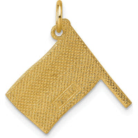 14K Yellow Gold Polished Enameled Rainbow Flying Flag Pendant by Oro Pregiato