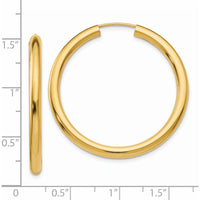 14K Yellow Gold Polished Endless Tube Hoop Earrings - 35mm Length by 0