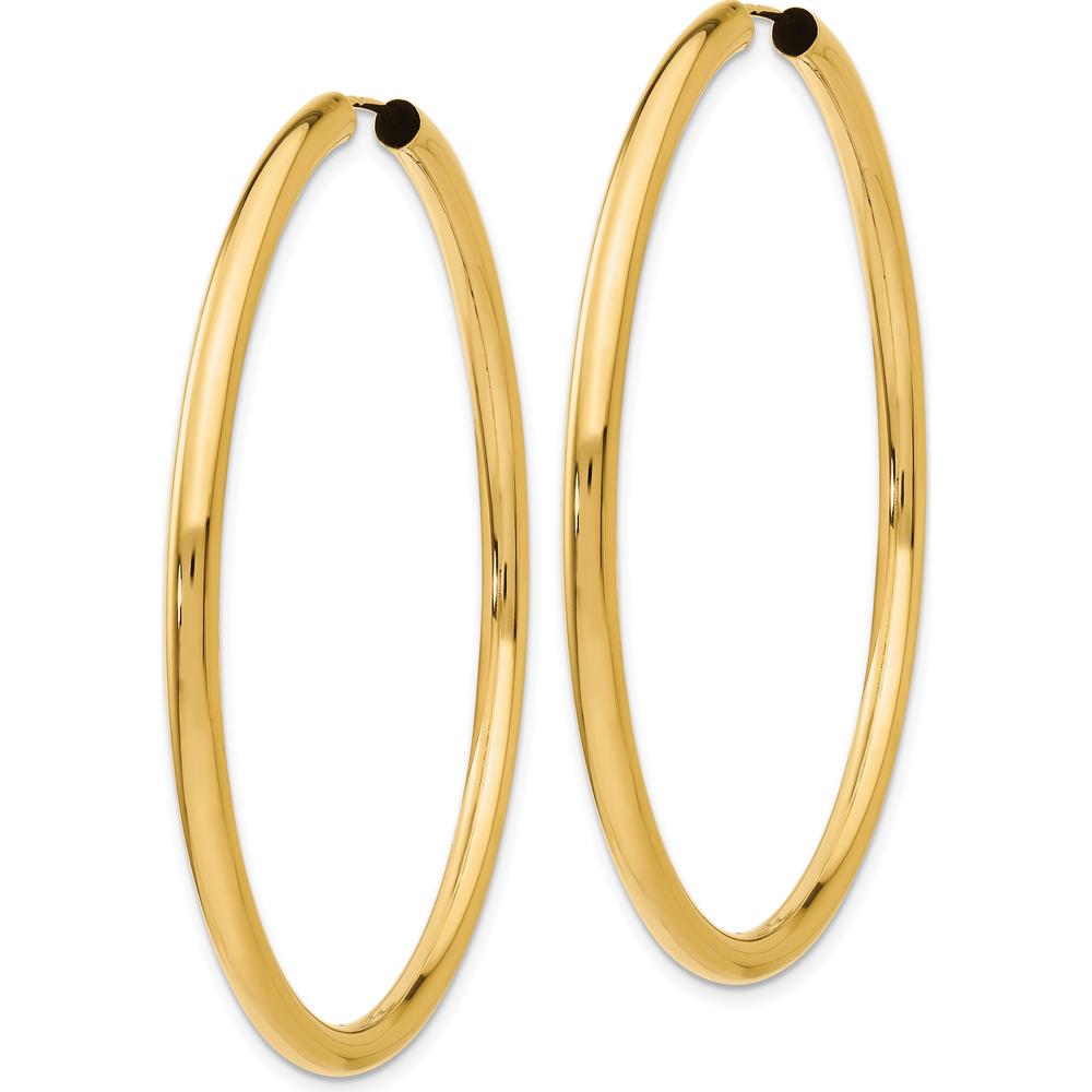 14K Yellow Gold Polished Endless Tube Hoop Earrings - 55mm Length by 0