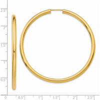 14K Yellow Gold Polished Endless Tube Hoop Earrings - 55mm Length by 0
