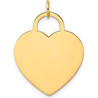 14K Yellow Gold Polished Engravable 23mm Heart Disc Pendant by 0