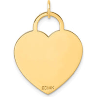 14K Yellow Gold Polished Engravable 23mm Heart Disc Pendant by 0
