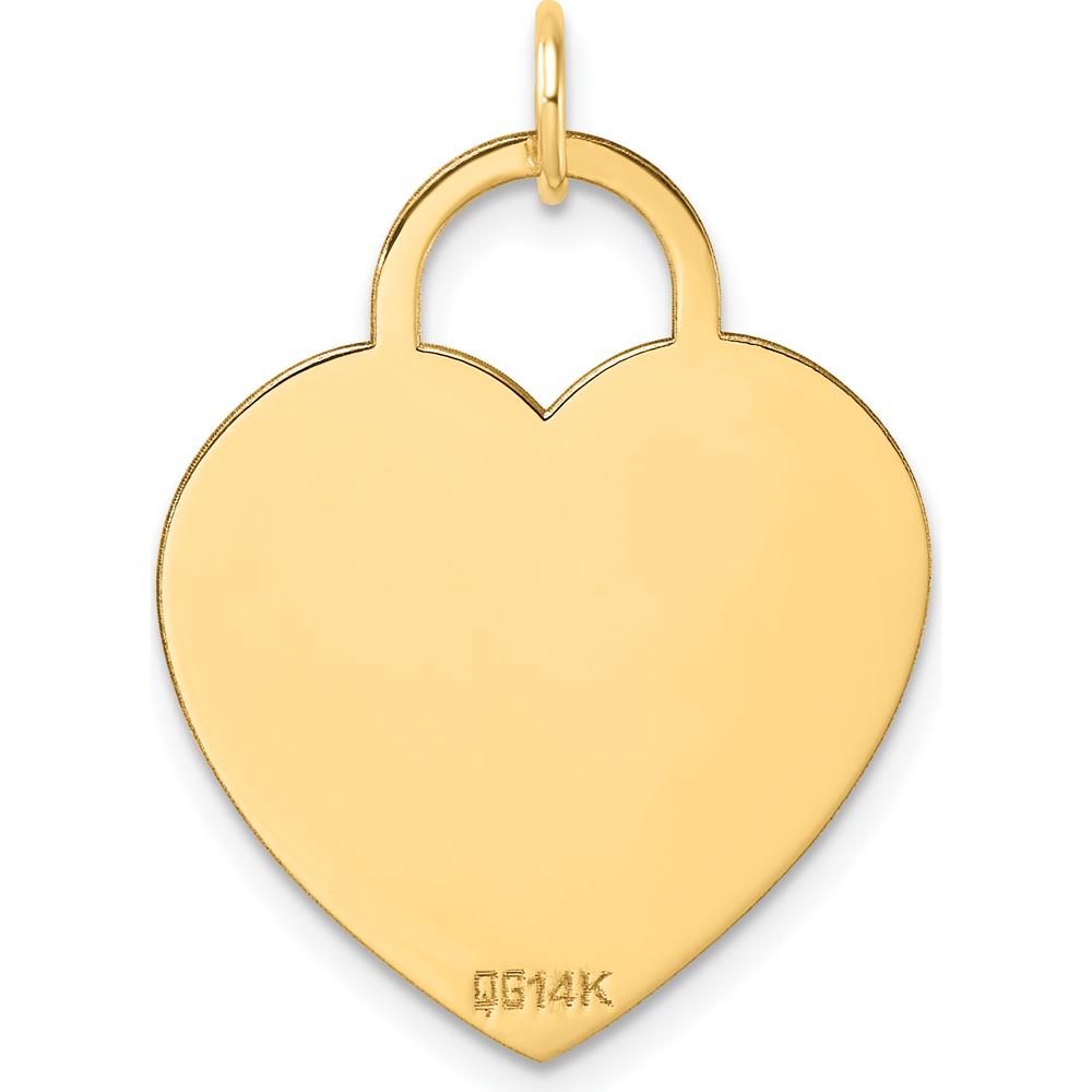 14K Yellow Gold Polished Engravable 23mm Heart Disc Pendant by 0