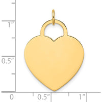 14K Yellow Gold Polished Engravable 23mm Heart Disc Pendant by 0