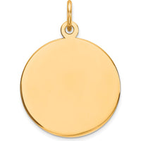 14K Yellow Gold Polished Engravable Circular Disc Charm - 18mm by Oro Pregiato