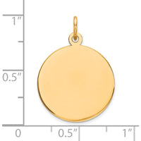 14K Yellow Gold Polished Engravable Circular Disc Charm - 18mm by Oro Pregiato