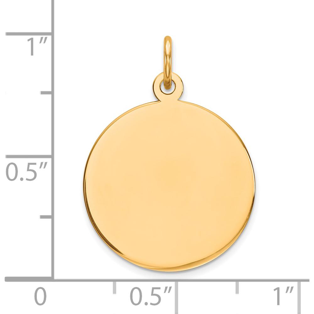 14K Yellow Gold Polished Engravable Circular Disc Charm - 18mm by Oro Pregiato