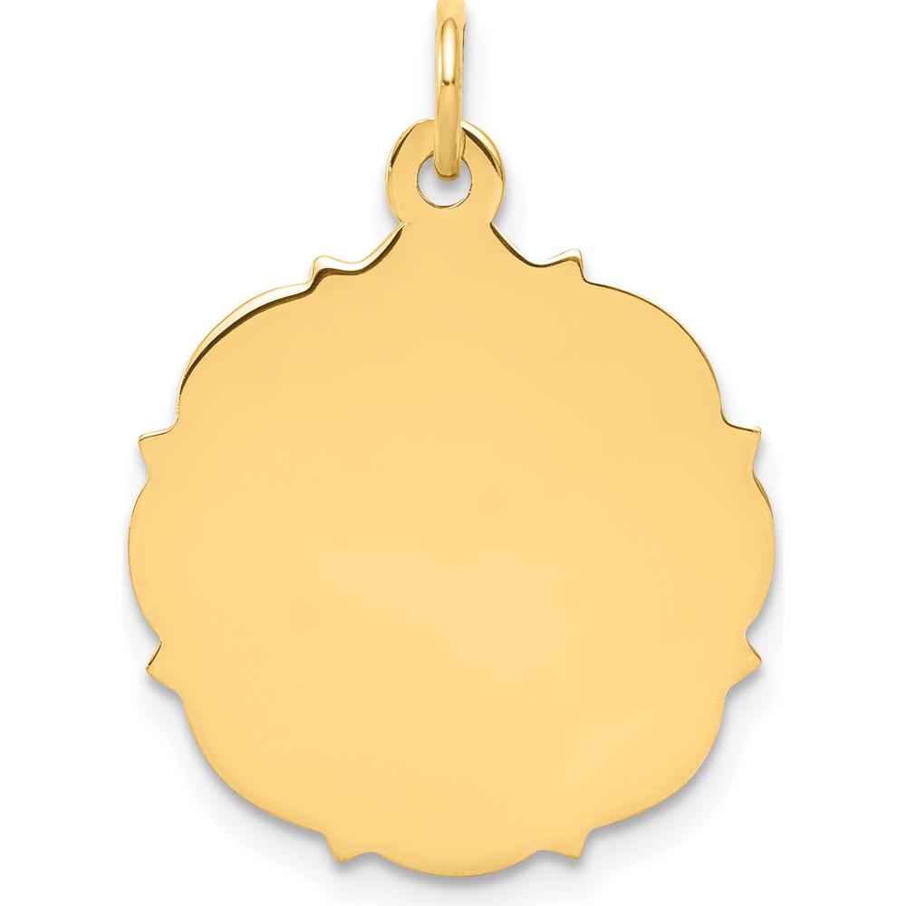14K Yellow Gold Polished Engravable Disc Pendant Charm - Personalized Jewelry Accessory by Oro Pregiato