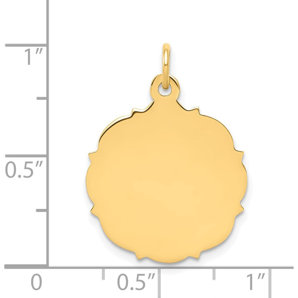 14K Yellow Gold Polished Engravable Disc Pendant Charm - Personalized Jewelry Accessory by Oro Pregiato