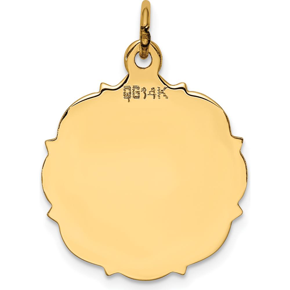 14K Yellow Gold Polished Engravable Disc Pendant Charm - Personalized Jewelry Accessory by Oro Pregiato