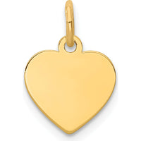 14K Yellow Gold Polished Engravable Heart Disc Charm - 12mm by Oro Pregiato