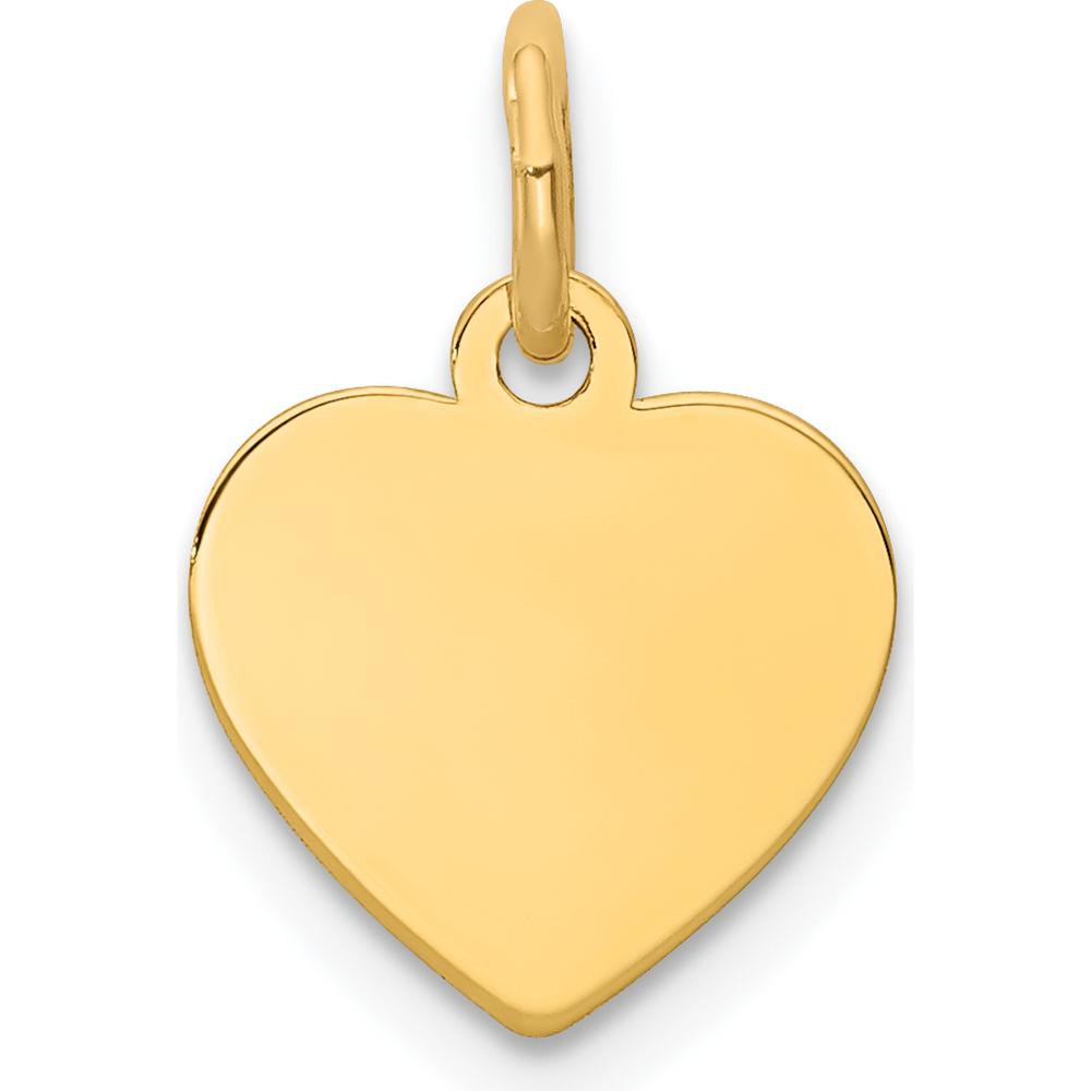 14K Yellow Gold Polished Engravable Heart Disc Charm - 12mm by Oro Pregiato
