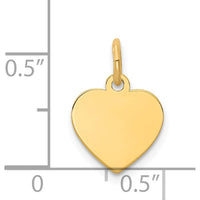 14K Yellow Gold Polished Engravable Heart Disc Charm - 12mm by Oro Pregiato
