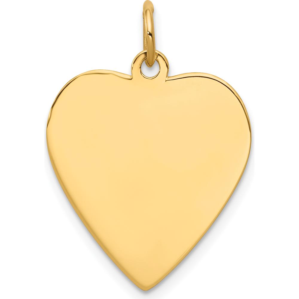 14K Yellow Gold Polished Engravable Heart Disc Charm - 24mm Length by Oro Pregiato