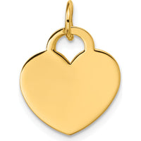 14K Yellow Gold Polished Engravable Heart Disc Pendant - 15mm by Oro Pregiato