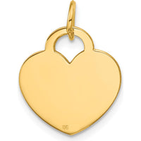 14K Yellow Gold Polished Engravable Heart Disc Pendant - 15mm by Oro Pregiato