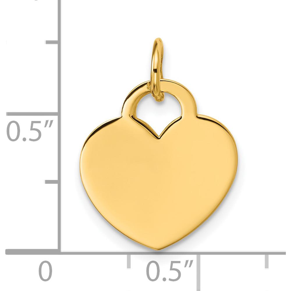 14K Yellow Gold Polished Engravable Heart Disc Pendant - 15mm by Oro Pregiato