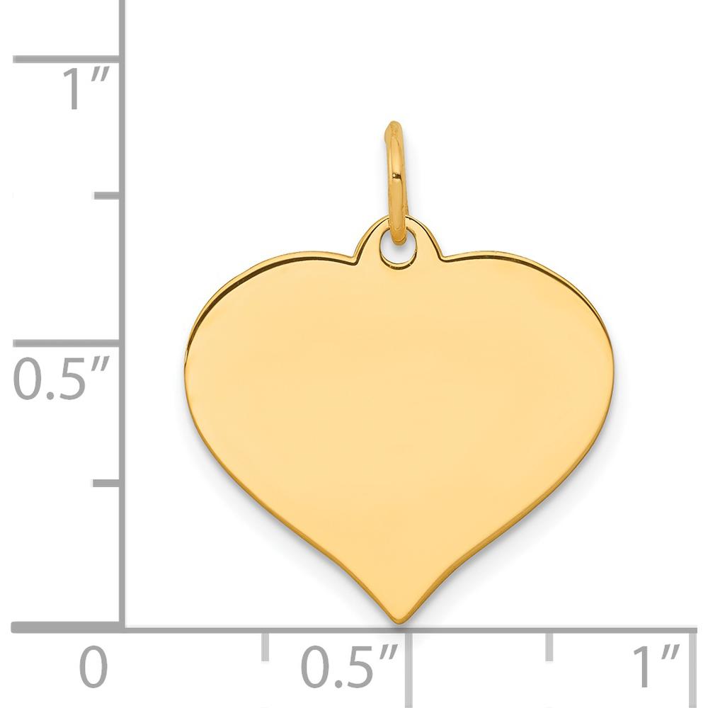 14K Yellow Gold Polished Engravable Heart Disc Pendant Charm by Oro Pregiato