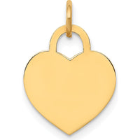 14K Yellow Gold Polished Engravable Heart Pendant - Personalized Charm by Oro Pregiato