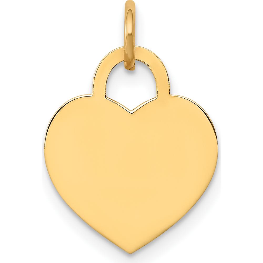14K Yellow Gold Polished Engravable Heart Pendant - Personalized Charm by Oro Pregiato