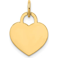 14K Yellow Gold Polished Engravable Heart Pendant - Personalized Charm by Oro Pregiato