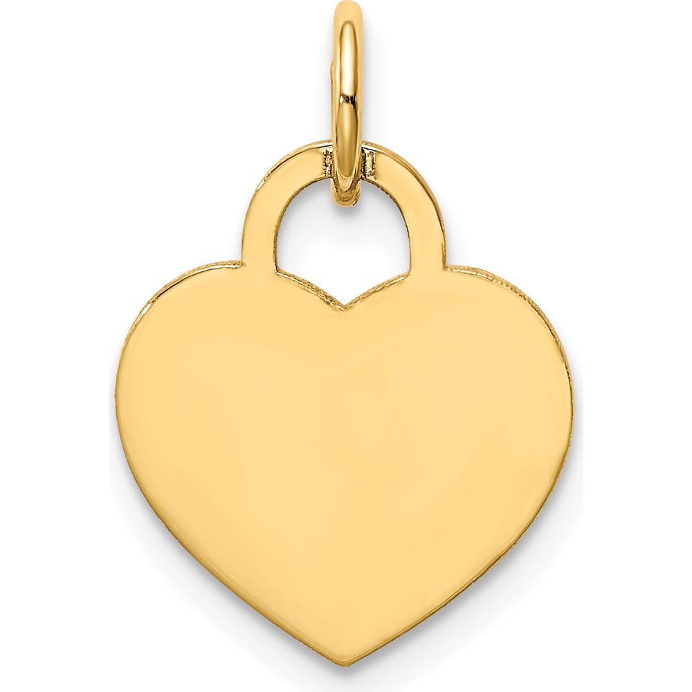 14K Yellow Gold Polished Engravable Heart Pendant - Personalized Charm by Oro Pregiato