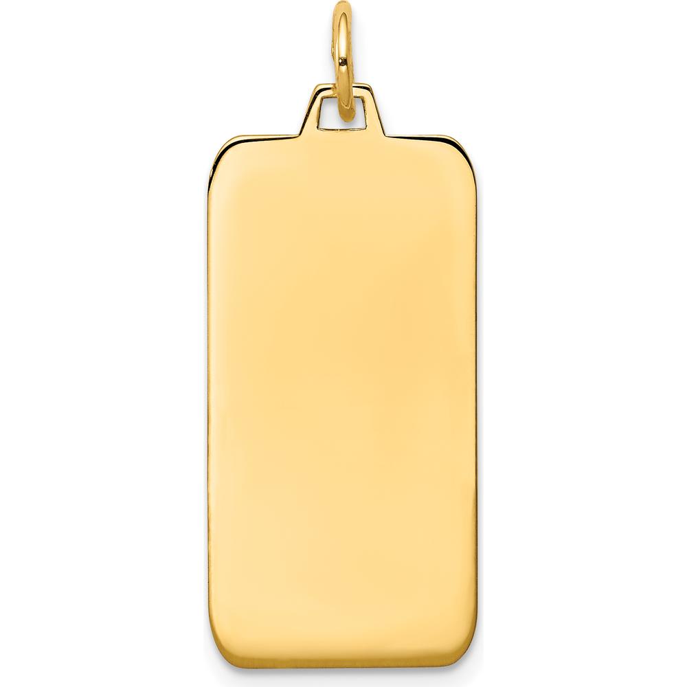 14K Yellow Gold Polished Engravable Rectangular Disc Pendant by Oro Pregiato