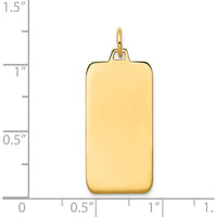 14K Yellow Gold Polished Engravable Rectangular Disc Pendant by Oro Pregiato