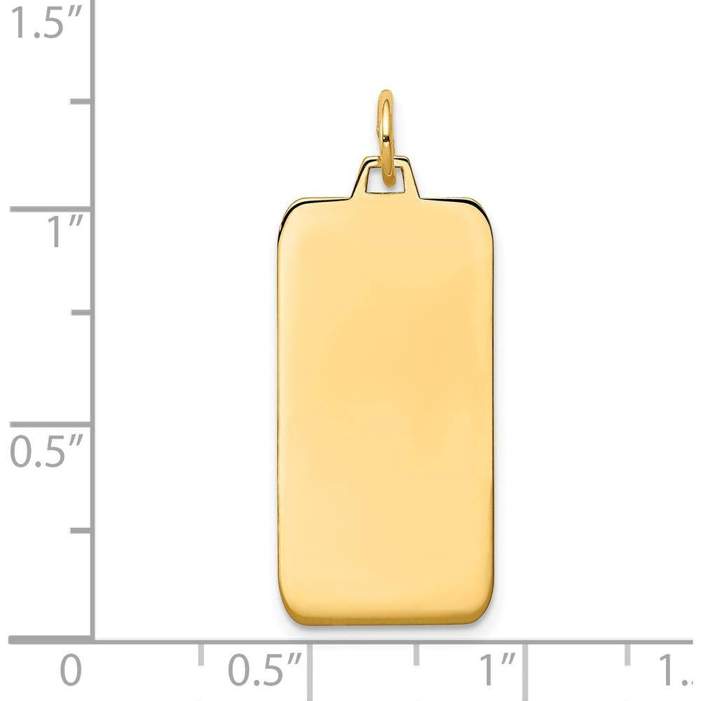 14K Yellow Gold Polished Engravable Rectangular Disc Pendant by Oro Pregiato